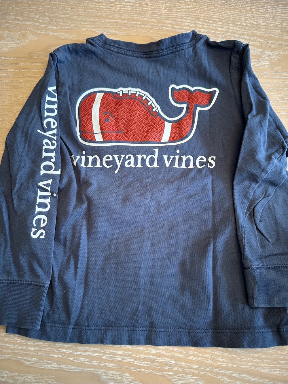 Boys Vineyard Vines Navy Long-Sleeve Pocket Tee with Whale Logo